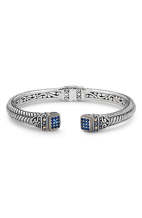 Woven Pavé Tipped Bangle