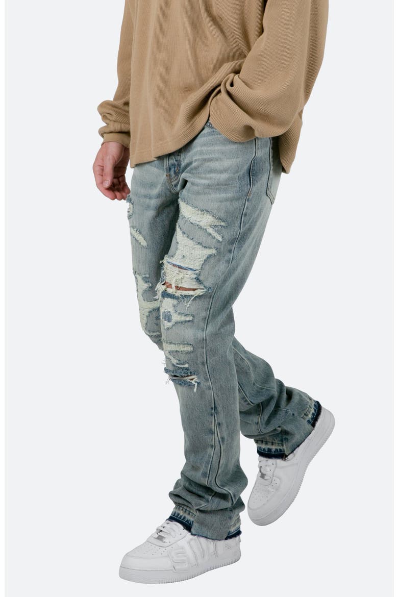 Distressed Flared Jeans, Alternate, color, BLUE