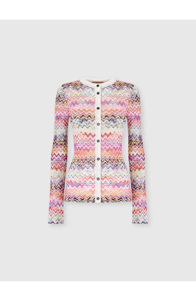 Missoni Slim-fit Crewneck Buttoned Cardigan, Main, color, Pink & Multicoloured