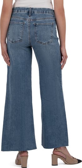 Meg Fab Ab High Waist Raw Hem Ankle Wide Leg Jeans