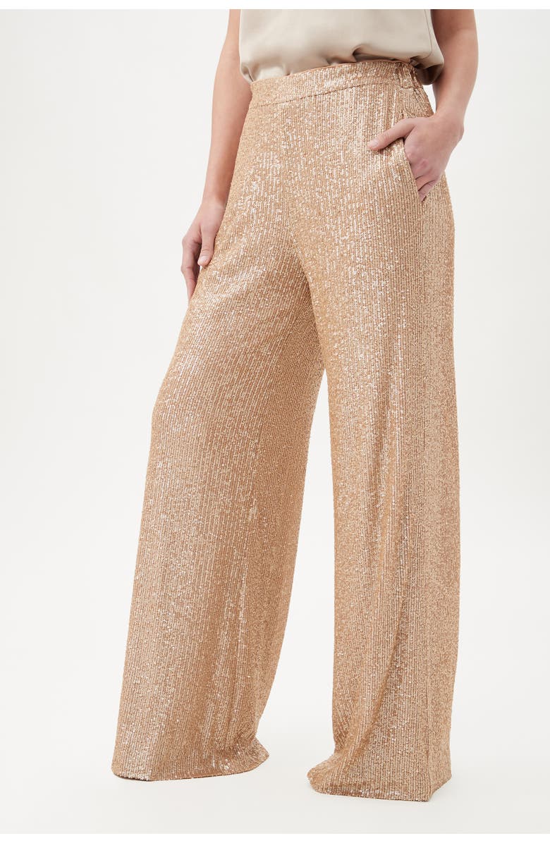 Trina Turk Atarashii Wide Leg Sequin Pant, Alternate, color, Gold