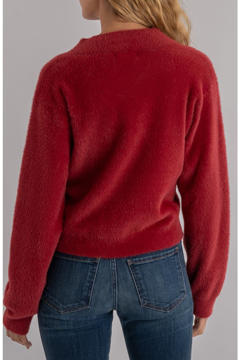 Revel Fuzzy V-Neck Sweater, Alternate, color, BERRY