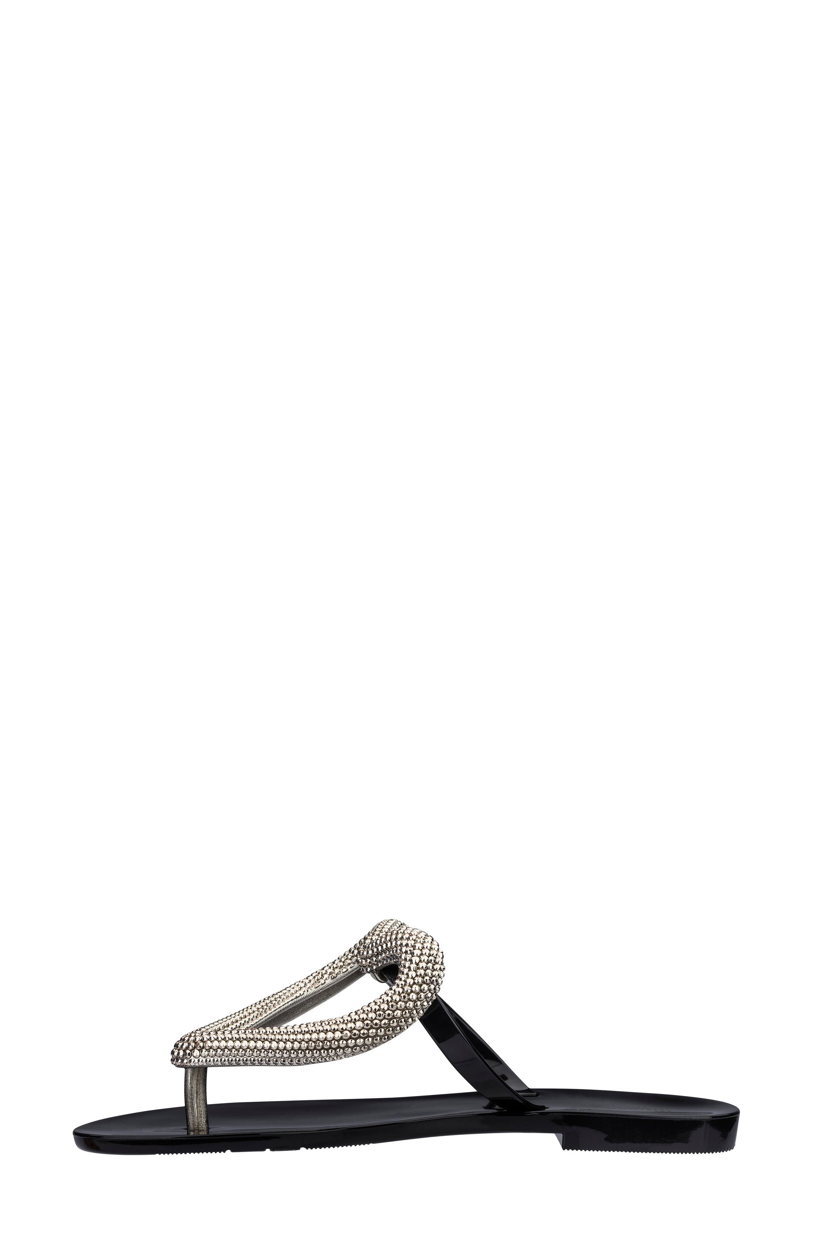 Melissa Big Heart Chrome Jelly Flip Flop, Alternate, color, 