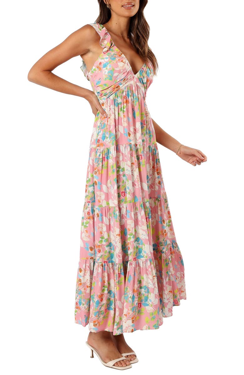 Petal & Pup Mandie Floral Tiered Maxi Sundress, Main, color, Pink Multi