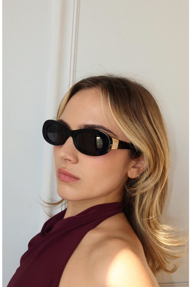 SoHo Oval Polarized Sunglasses, Alternate, color, Black