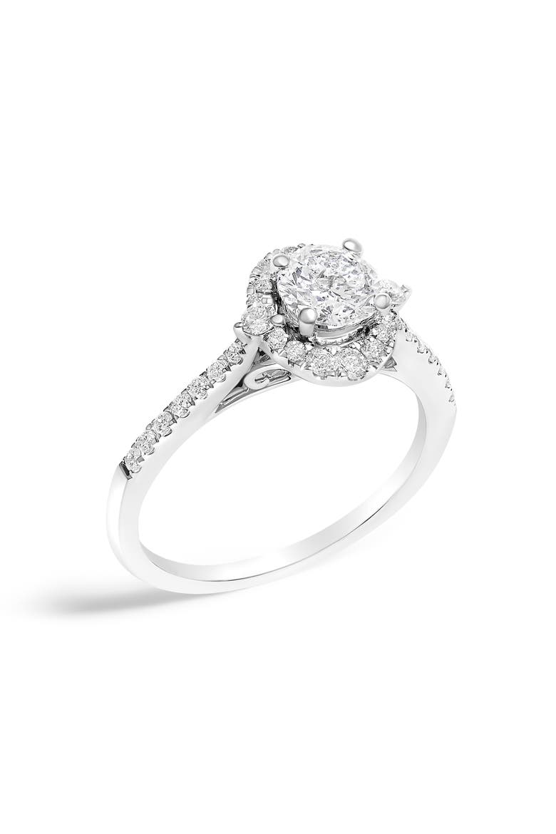 14K White Gold 1.00 Cttw Lab-Grown Diamond Oval Shaped Halo Engagement Ring, Alternate, color, White
