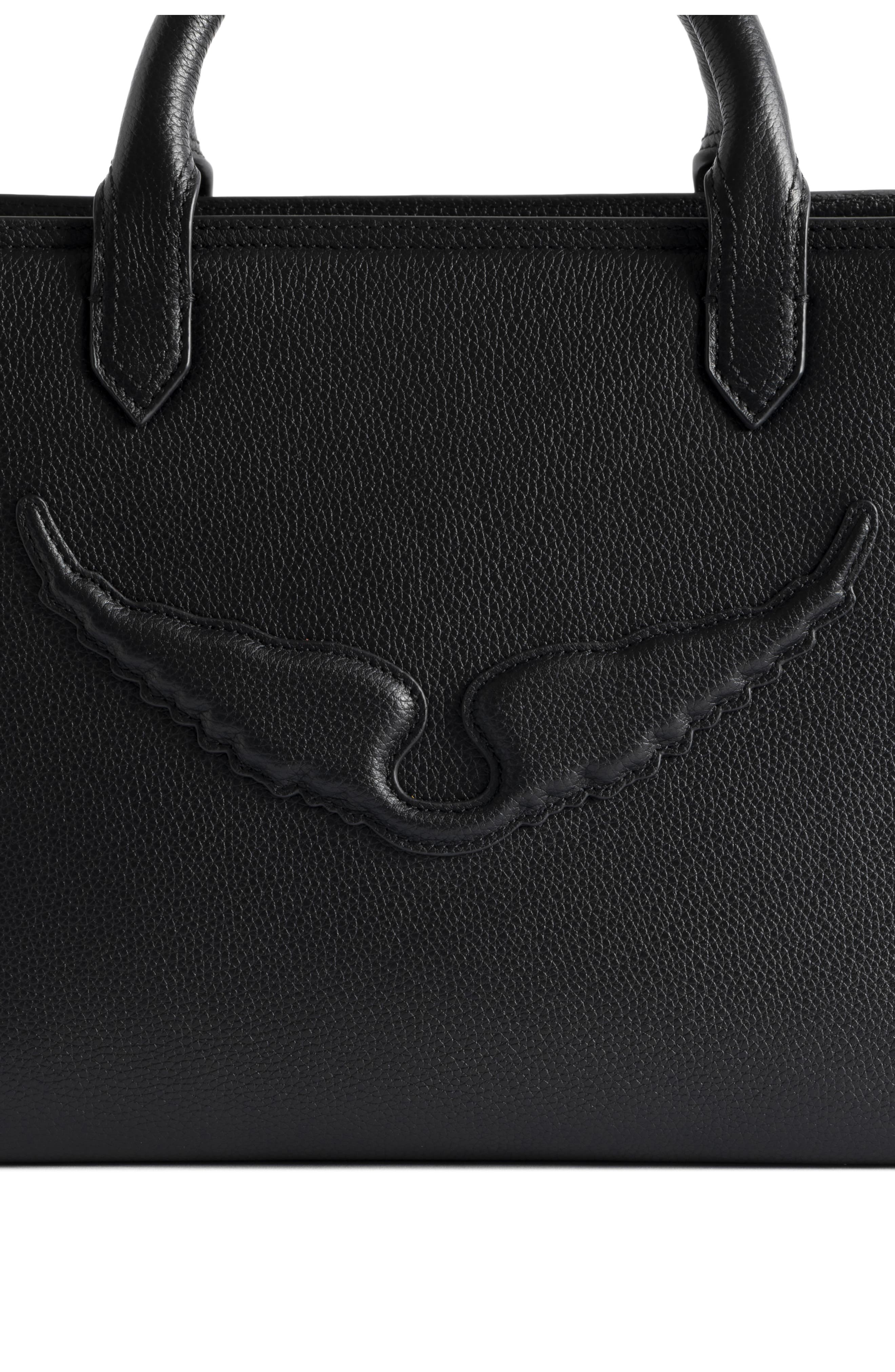 Zadig & Voltaire Angel Extra Small Leather Tote, Alternate, color, Black