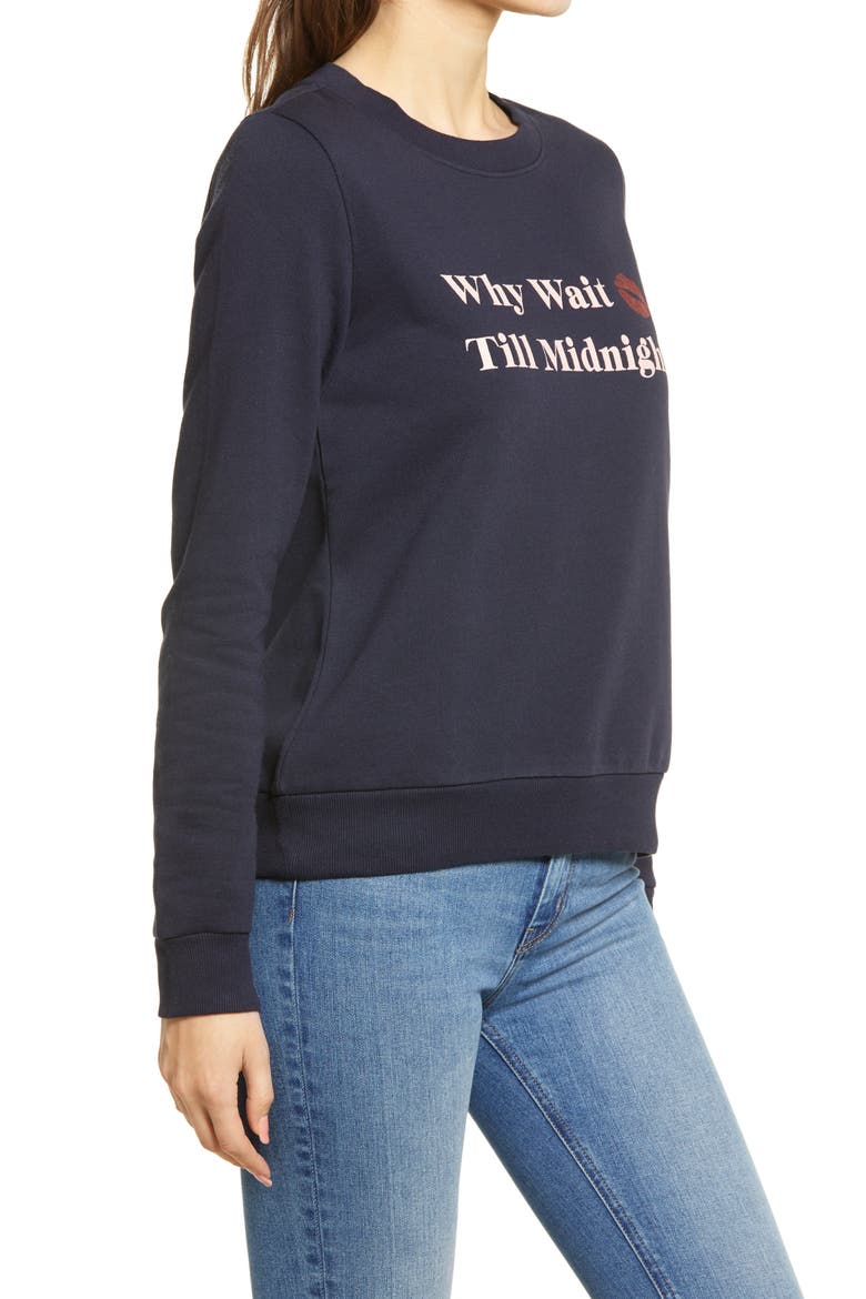 Why Wait Graphic Sweatshirt, Alternate, color, NAVY NIGHT