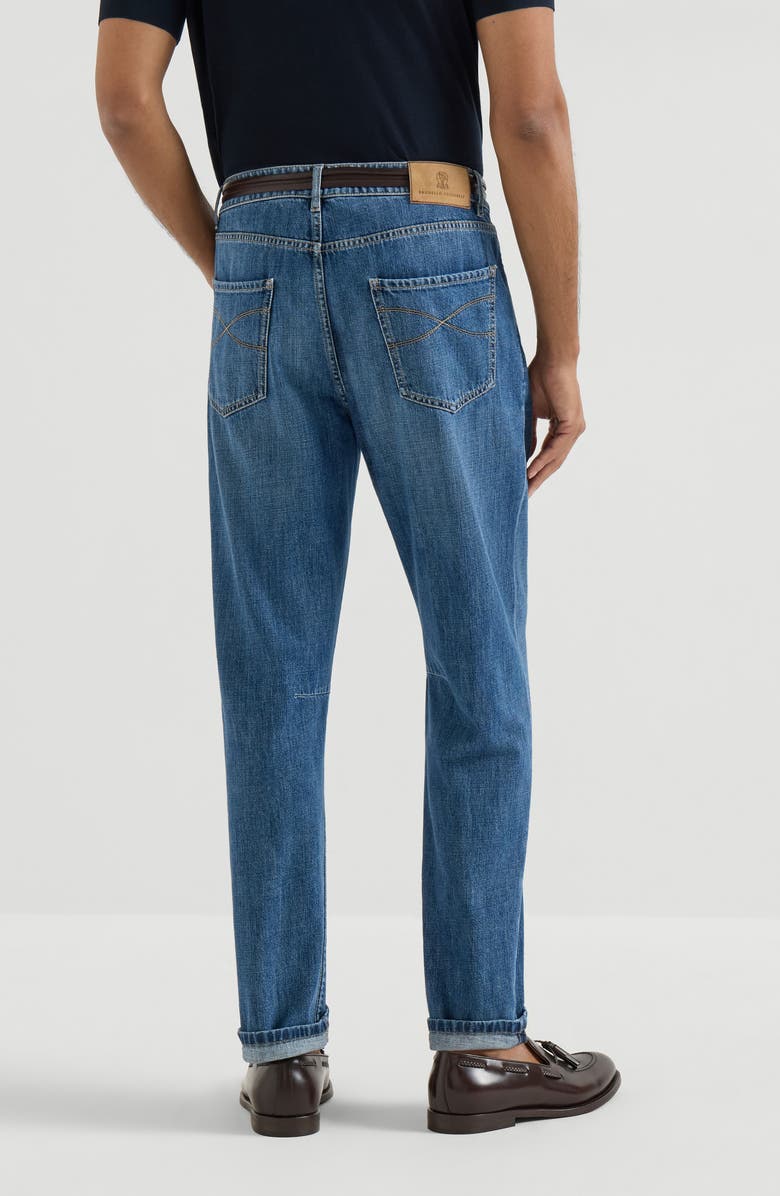 Brunello Cucinelli Lightweight denim five-pocket trousers, Alternate, color, Medium Denim