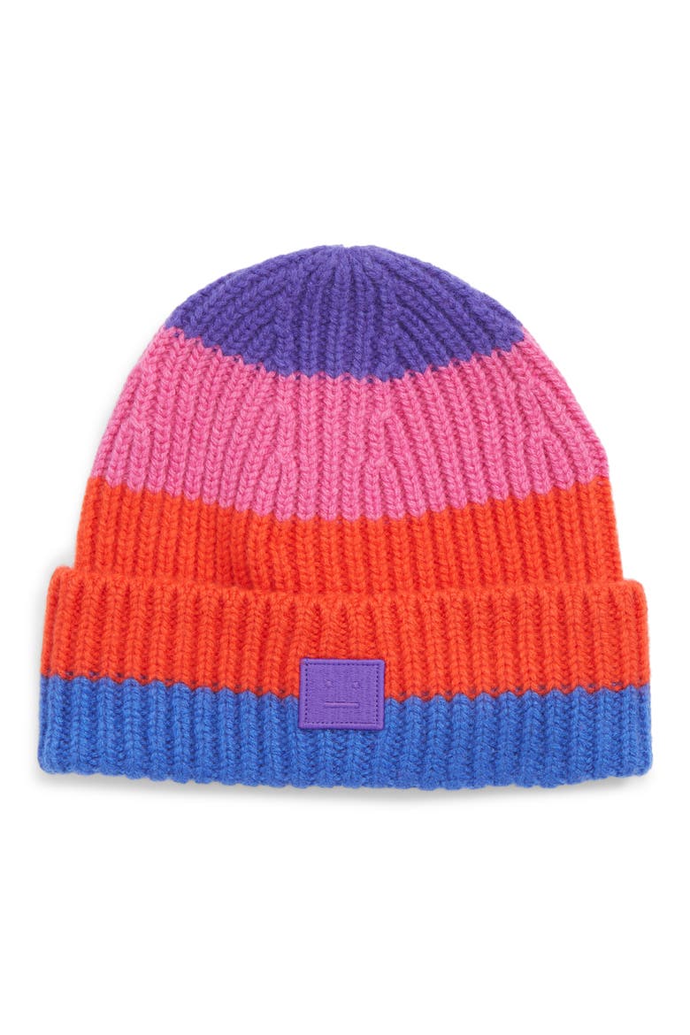 Studios Kids' Pansy Stripe Wool Beanie, Main, color, PURPLE/ MULTI