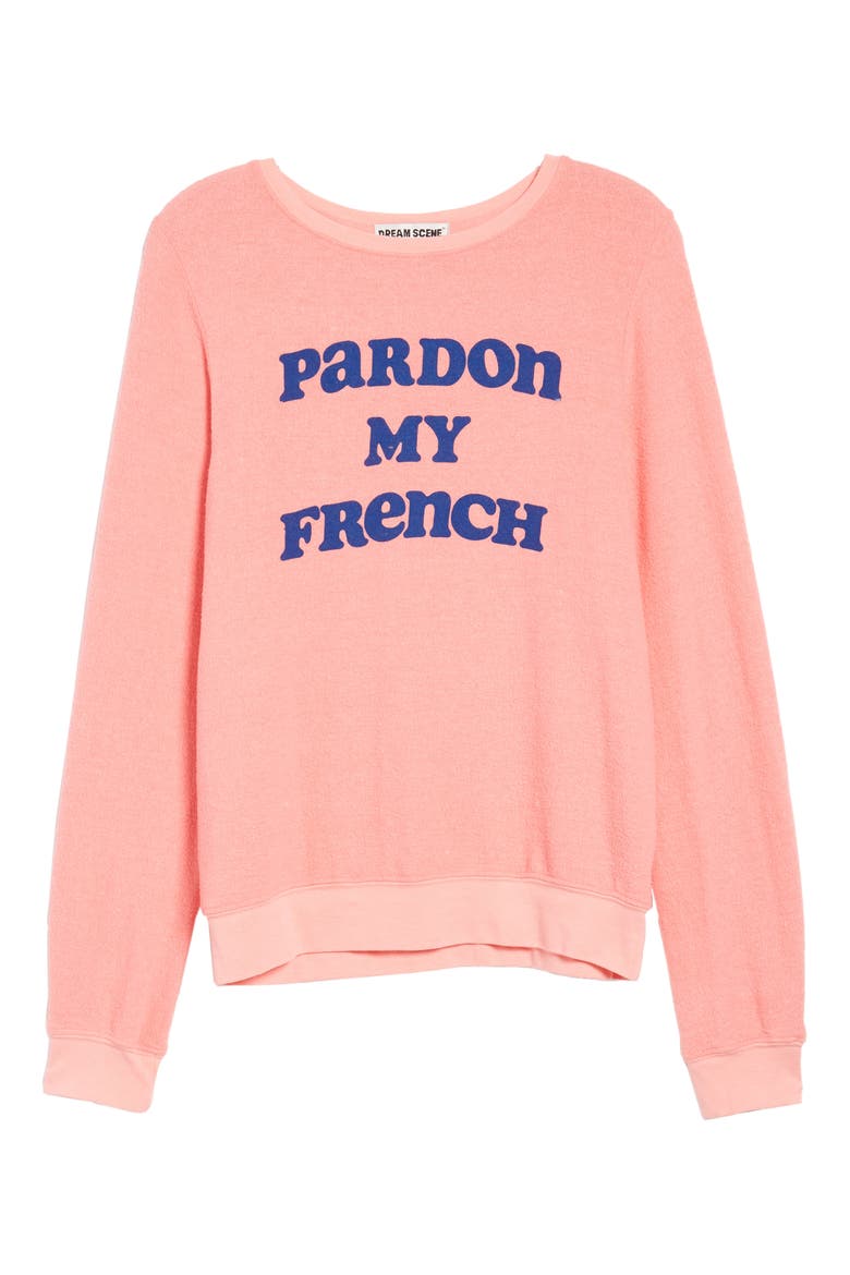 Pardon My French Sweatshirt, Alternate, color, PEACH CRUSH