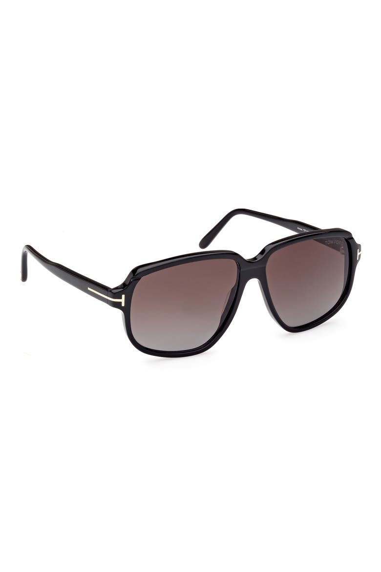 Anton 59mm Square Sunglasses, Alternate, color, SHINY BLACK / GRADIENT SMOKE
