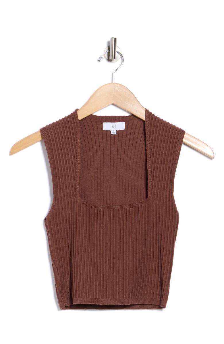 NSR Square Neck Sleeveless Knit Top, Alternate, color, Chocolate