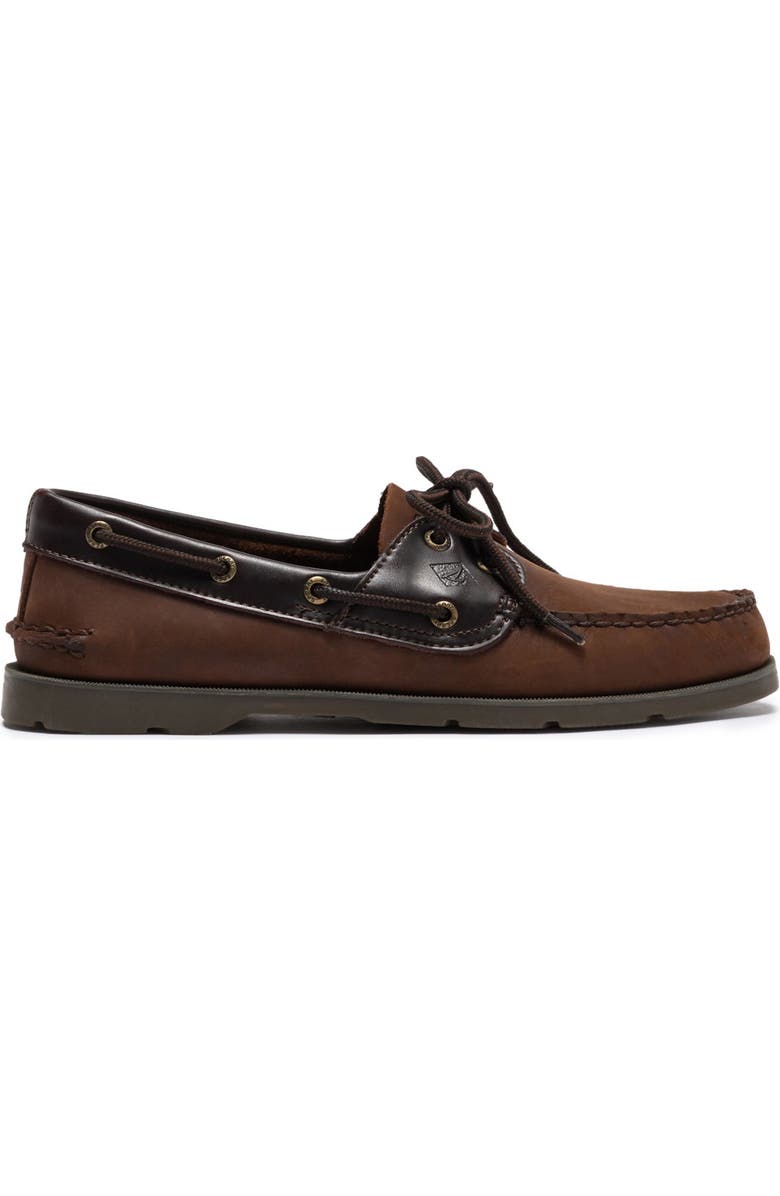 Sperry Leeward Leather Boat Shoe, Alternate, color, Brown