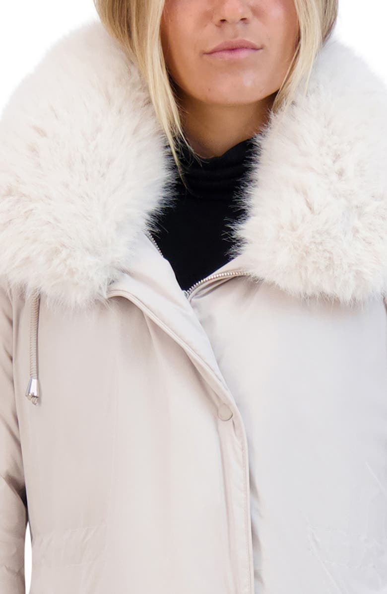 Kenneth Cole New York Hooded Jacket with Faux Fur Trim, Alternate, color, Stone