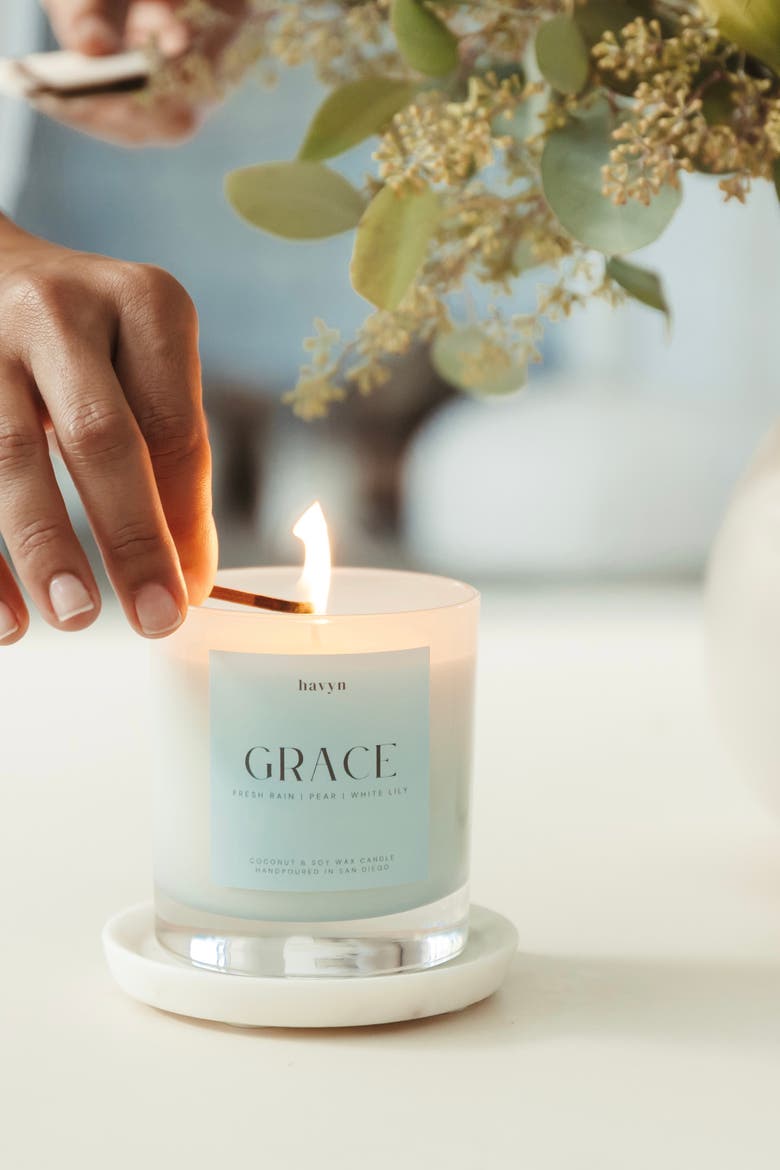 Grace (Fresh Rain, Pear, White Lily) EU Allergen-Free Candle, Alternate, color, 8 oz