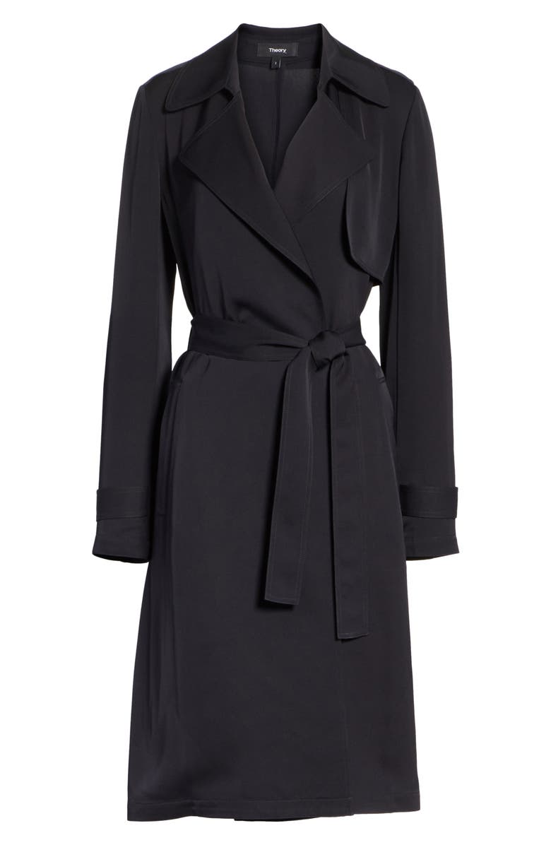 Theory Oaklane Modern Silk Trench Coat, Alternate, color, 