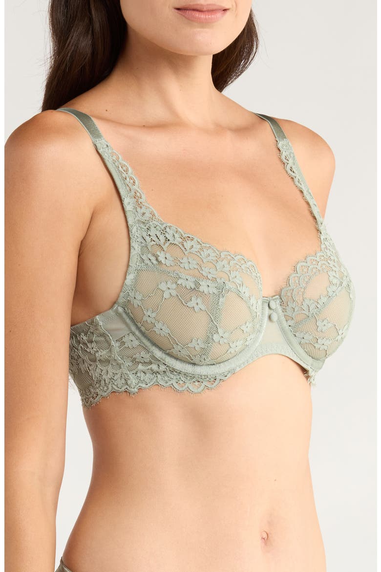 Daisy Lace Underwire Bra, Alternate, color, ICEBERG GREEN