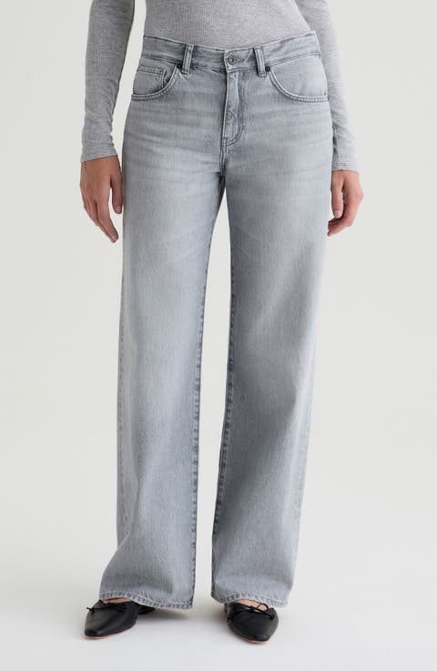 【MODERNIF】Light Gray Semi-Wide Denim Pants TRF HIGH-WAIST WIDE LEG CROSSOVER JEANS - Light gray | ZARA
