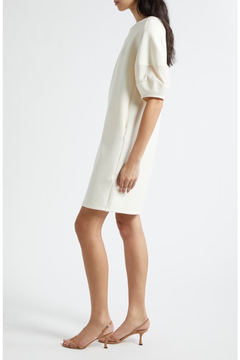 Vanilla Mixed Media Cotton Blend Double Jersey Dress, Alternate, color, IVORY