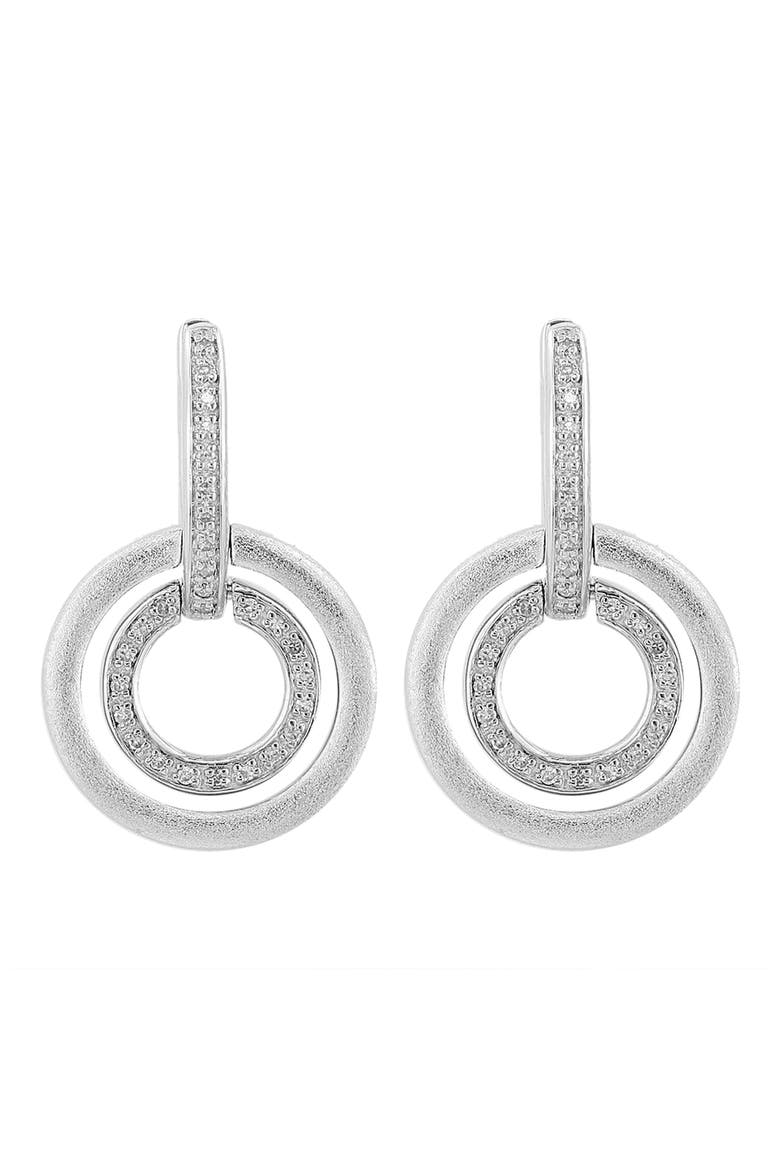 Diamond Circle Drop Huggie Hoop Earrings, Main, color, SILVER/ 18K GOLD/ DIAMOND