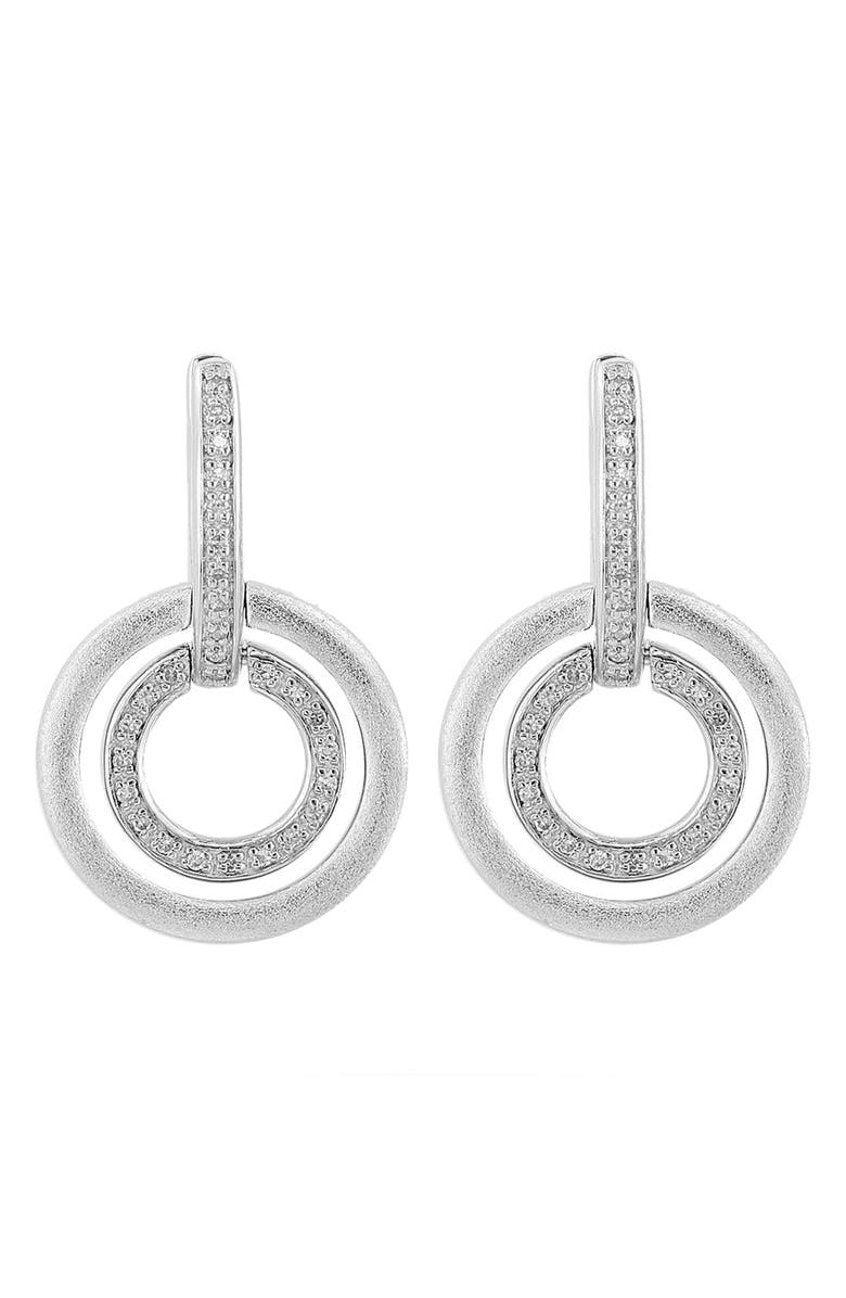 EFFY Diamond Circle Drop Huggie Hoop Earrings, Main, color, Silver/ 18K Gold/ Diamond
