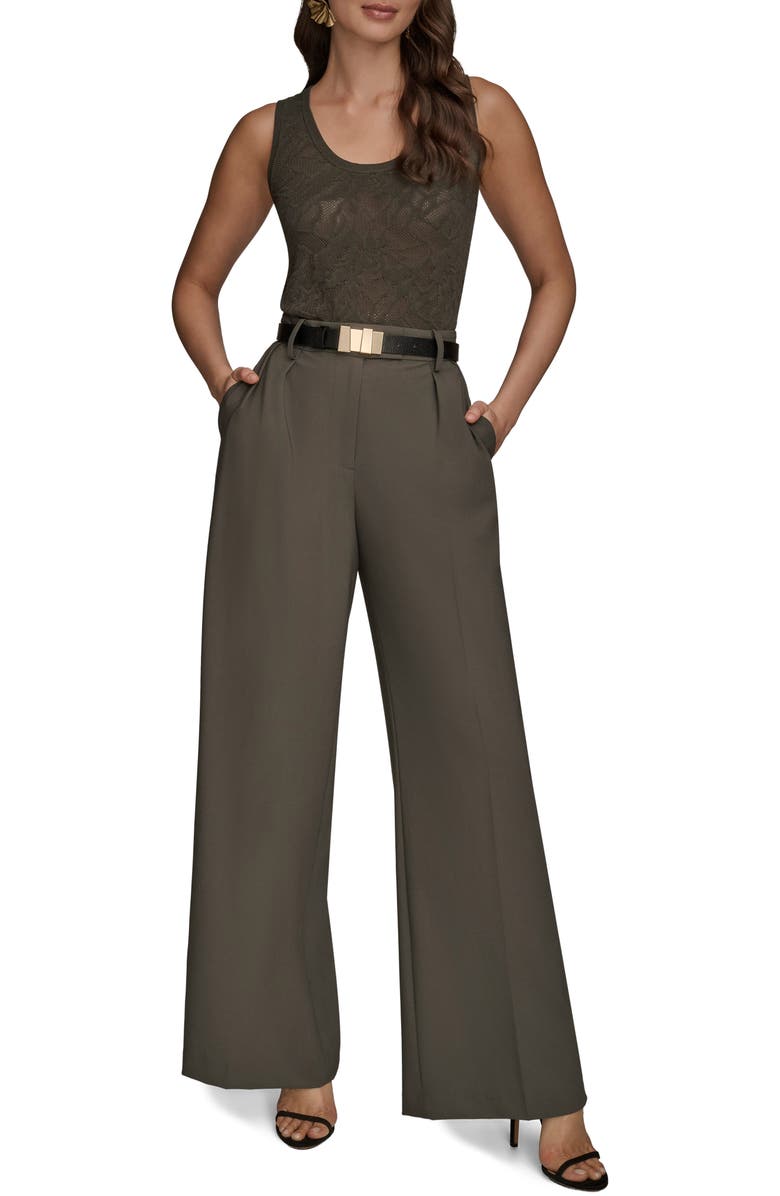 Donna Karan New York Pleated Wide Leg Pants, Alternate, color, Dark Mineral