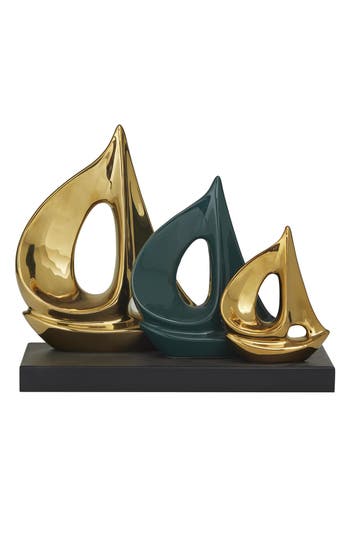 Uma Contemporary Sailboat Statue In Gold