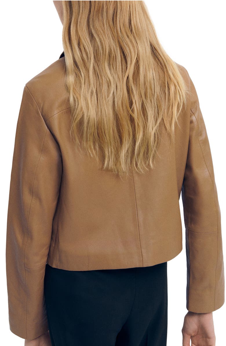 MANGO Crop Leather Shirt Jacket, Alternate, color, 