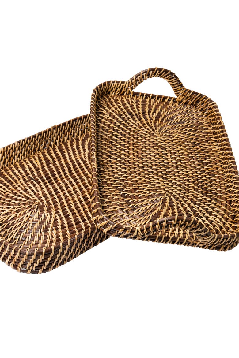 Brown & Natural Rectangle Tray, Alternate, color, Small