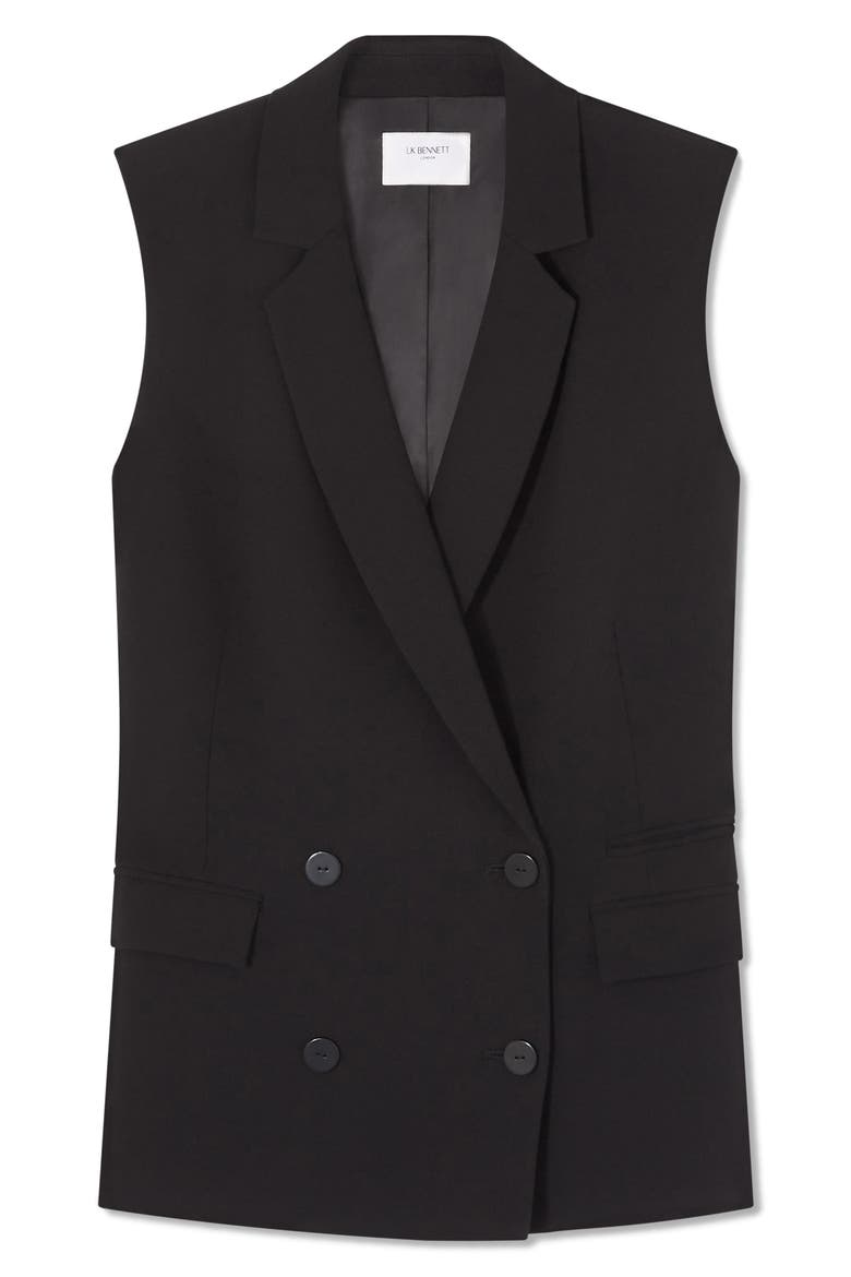 Eva Double Breasted Vest, Alternate, color, BLACK