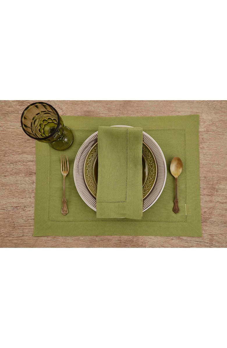 Solino Home Linen Dinner Napkins - Classic Hemstitch, Alternate, color, Avocado