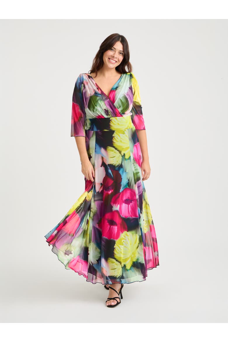 Verity Print Maxi Gown, Main, color, Pink Yellow Multi