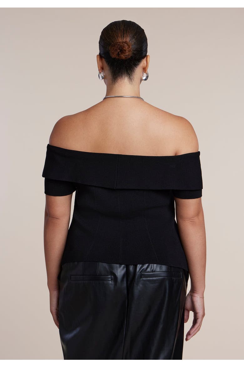 Off The Shoulder Short Sleeve Sweater, Alternate, color, BLACK ONYX