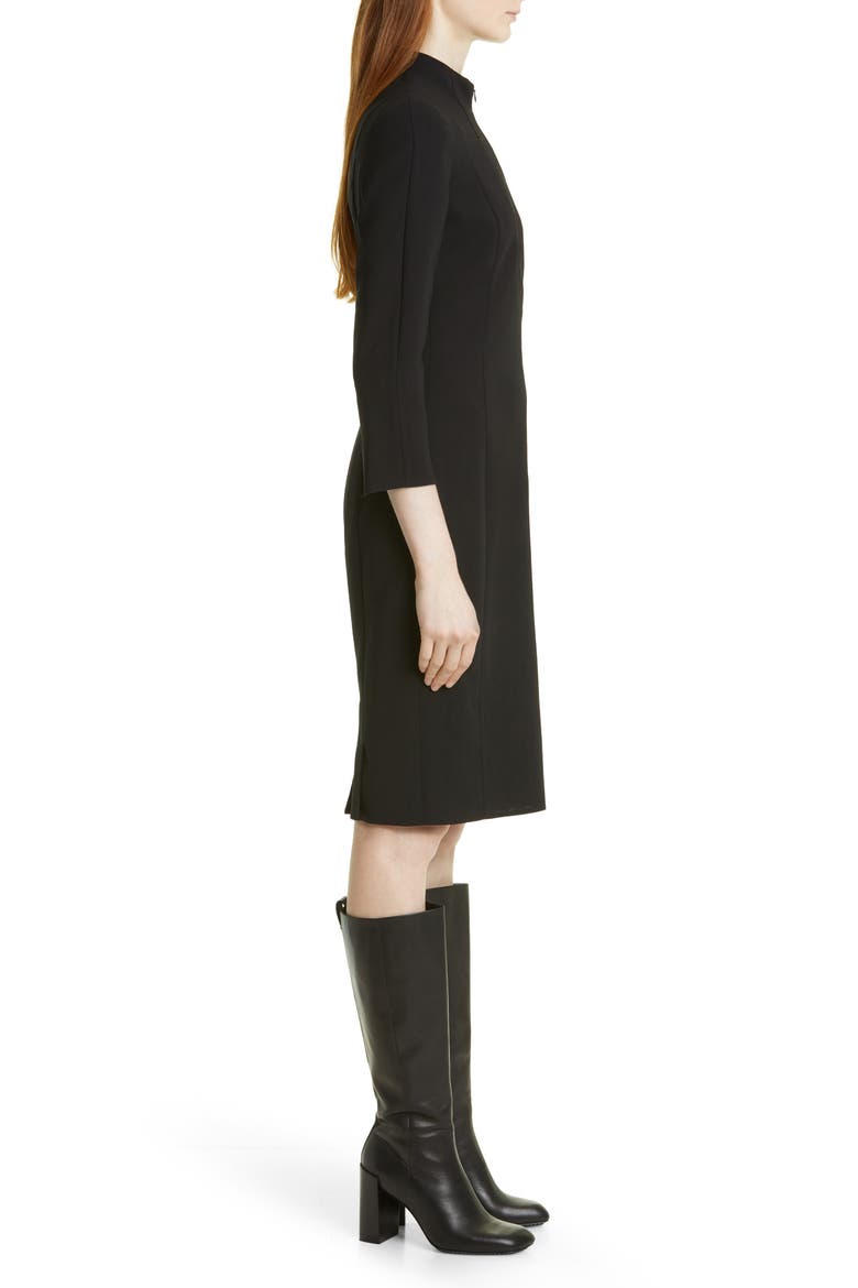 Belted Long Sleeve Wool Blend Dress, Alternate, color, BLACK