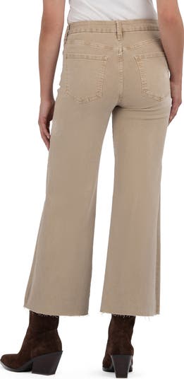 Meg Fab Ab Raw Hem High Waist Ankle Wide Leg Jeans