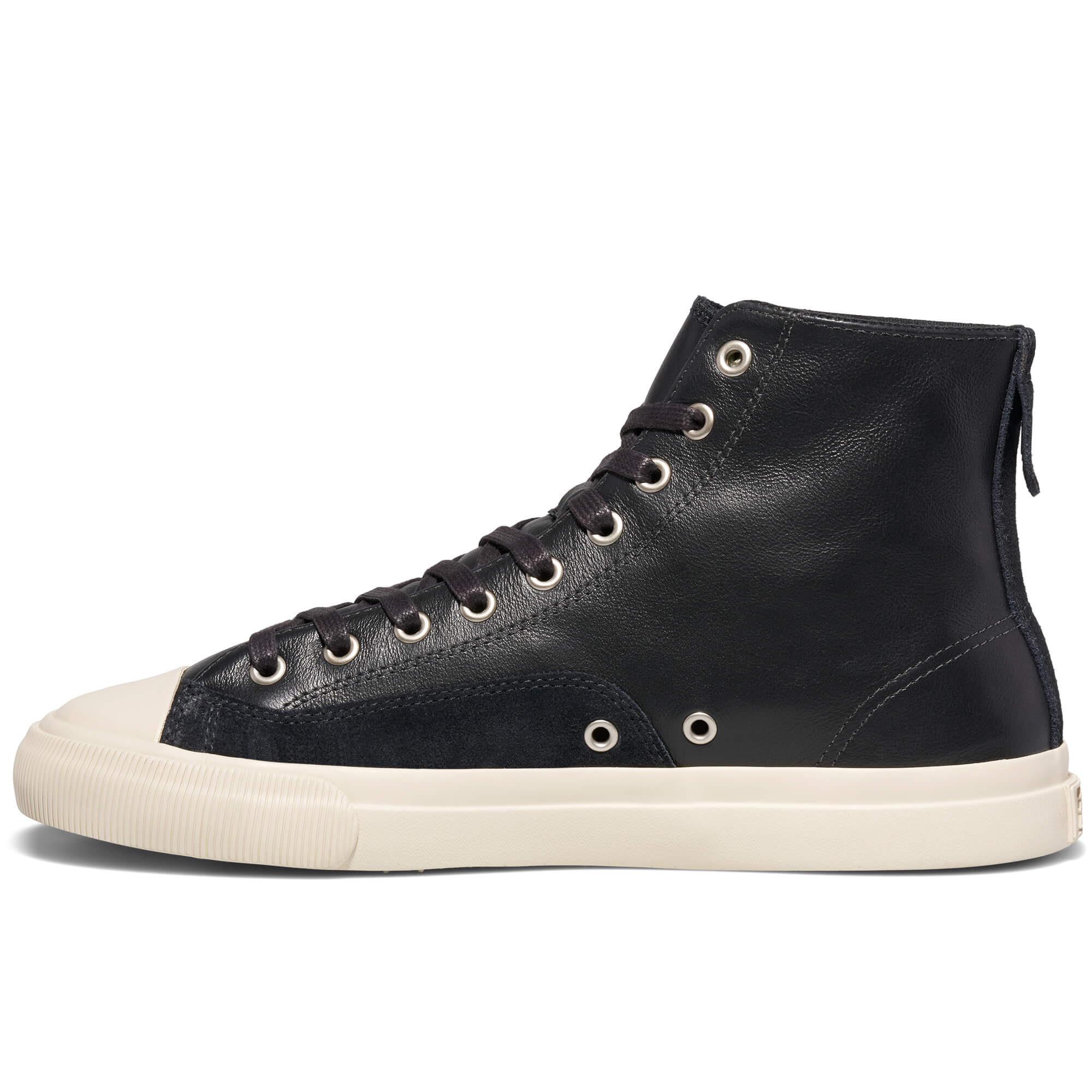 P.F. Flyers All-American Luxe High-Top Leather & Suede Sneaker, Alternate, color, Black