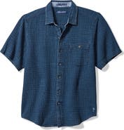 Tommy Bahama Beachside Cruiser Crinkled Short Sleeve Cotton Button-Up Shirt