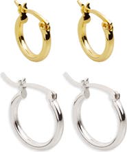 Argento Vivo Sterling Silver 2 Pairs of Hoop Earrings