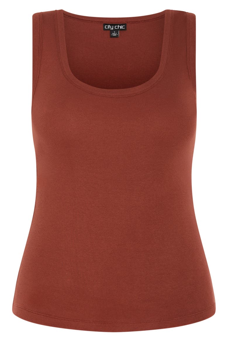 Lana Stretch Cotton Rib Tank, Alternate, color, GINGER