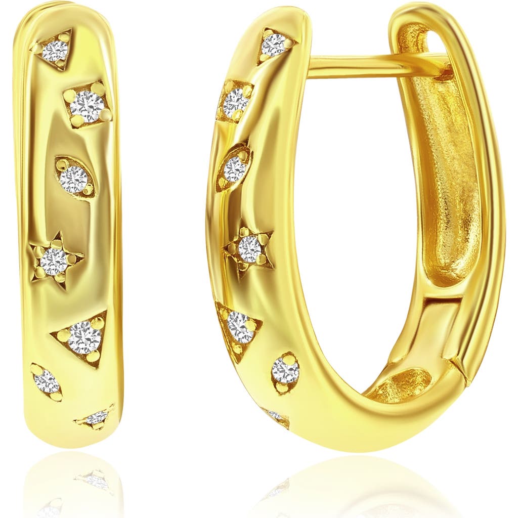 Donatello Gian Crystal Huggie Earrings In Gold