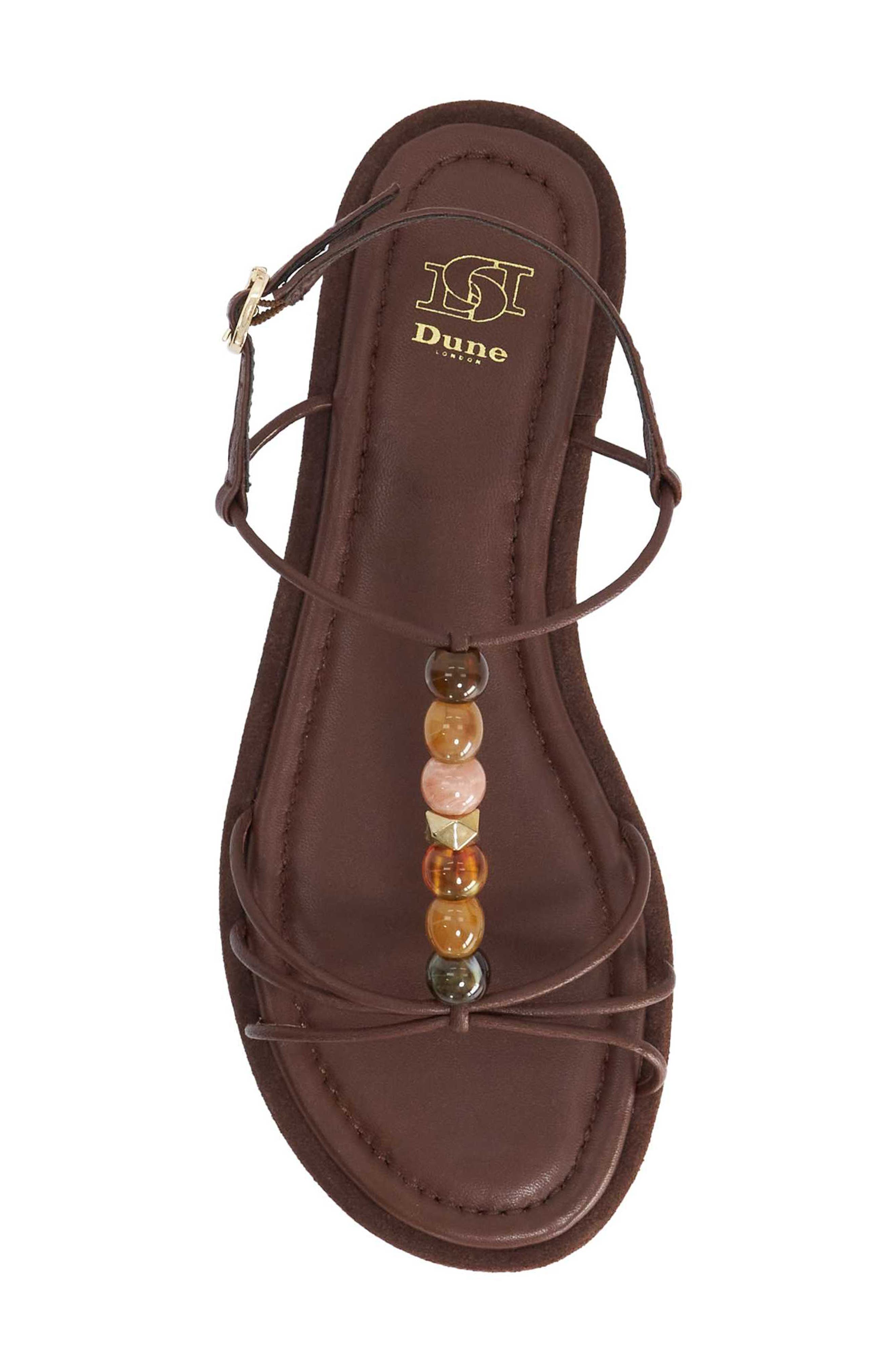 Dune London Lemnos Leather Flat Sandal, Alternate, color, Chocolate