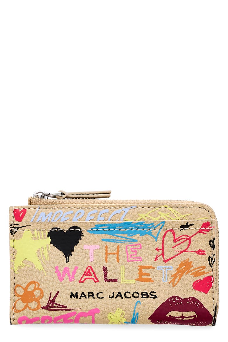 The Punk Scribble Top Zip Multi Wallet, Main, color, BEIGE MULTI