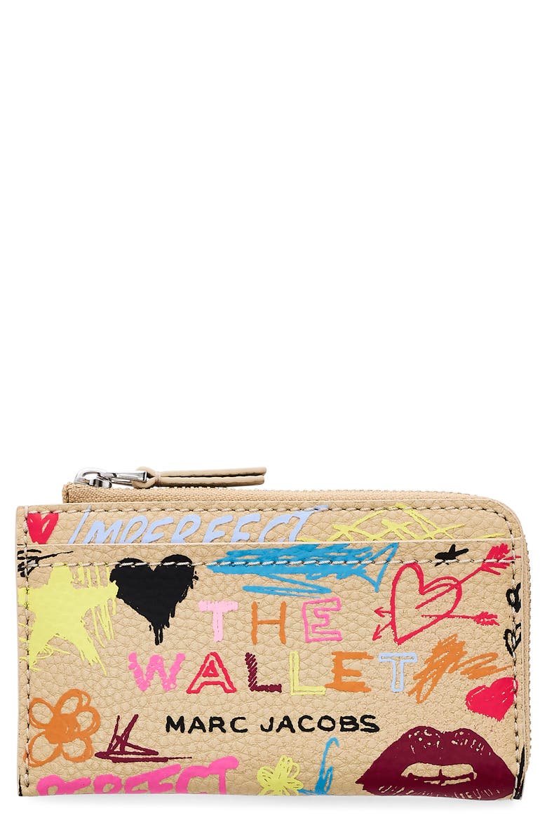 Marc Jacobs The Punk Scribble Top Zip Multi Wallet, Main, color, Beige Multi