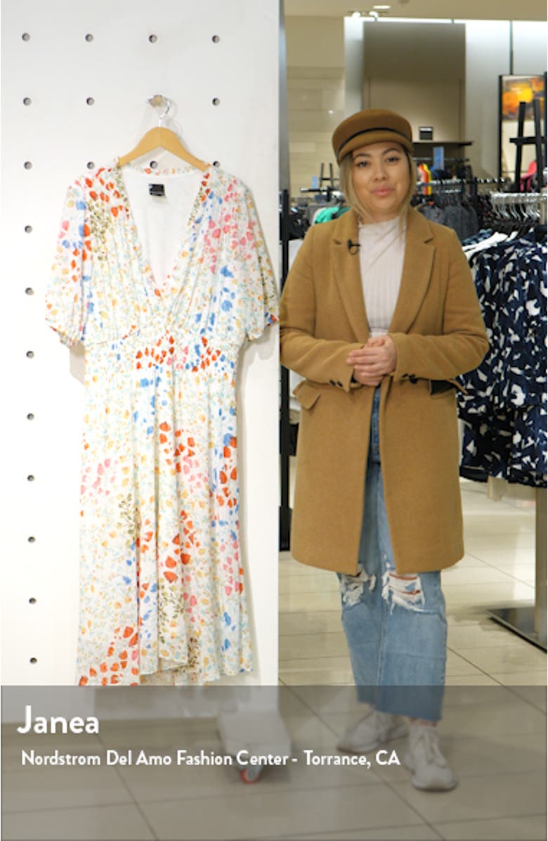 Smocked Floral Clip Dot Chiffon Dress, sales video thumbnail