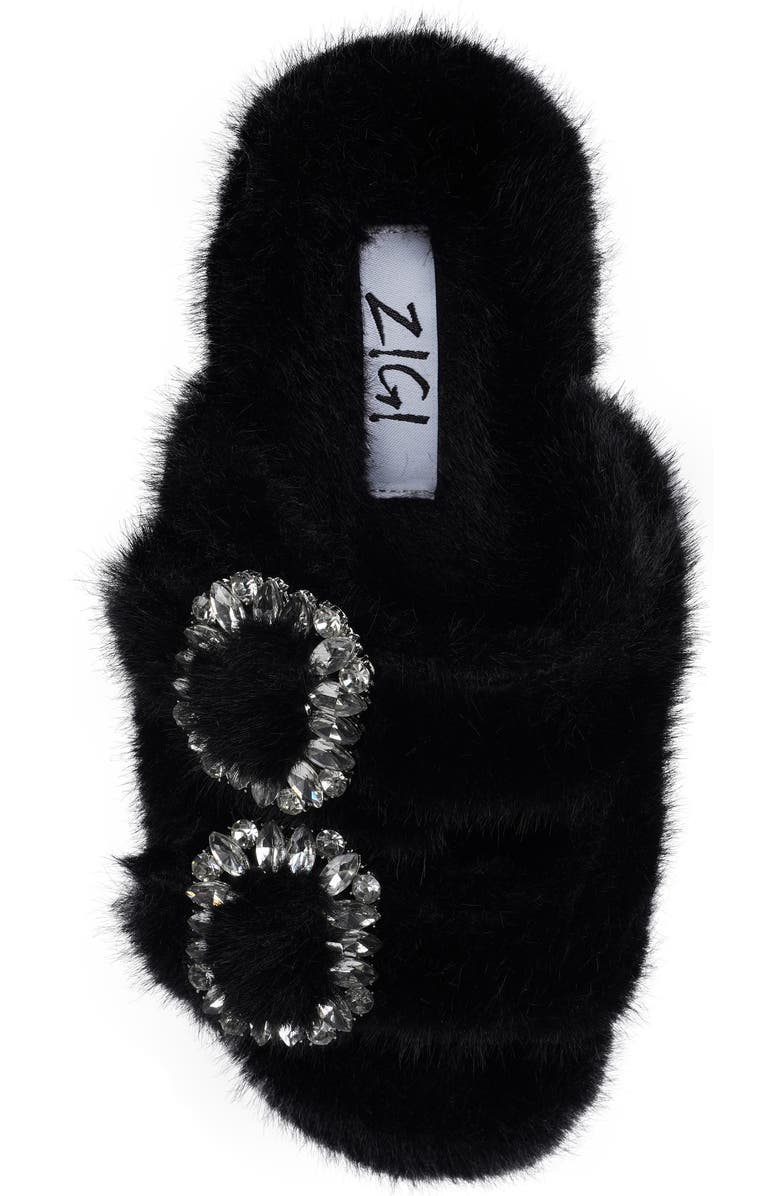 ZIGIny Fly Faux Fur Platform Slide Sandal, Alternate, color, Black