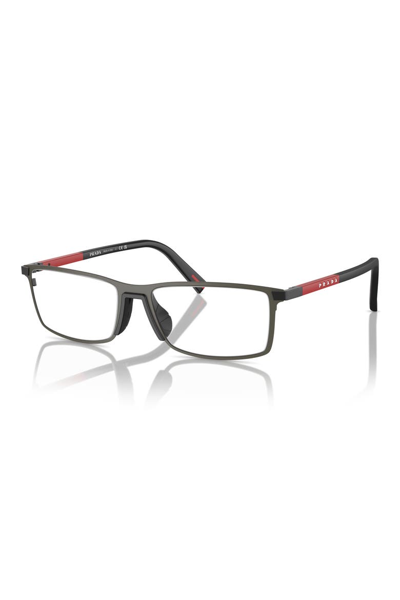 55mm Rectangular Optical Glasses, Alternate, color, GREY RUBBER
