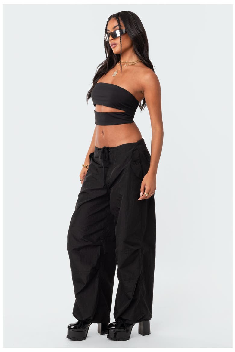Rian Nylon Cargo Pants, Alternate, color, BLACK