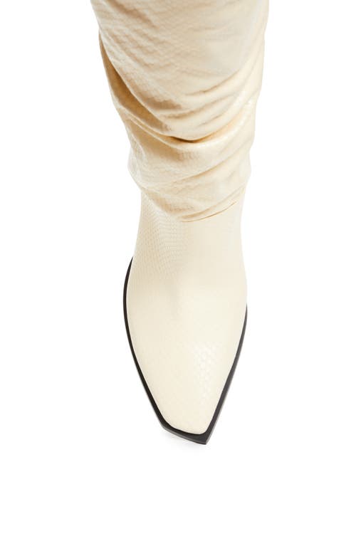 Jimmy Choo Hart Snakeskin Embossed Knee High Boot In White