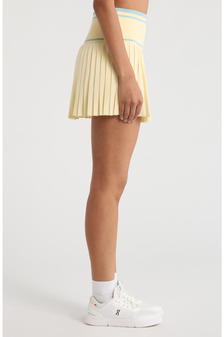 Mixed Media Pleated Sport Skirt, Alternate, color, YELLOW FLAN